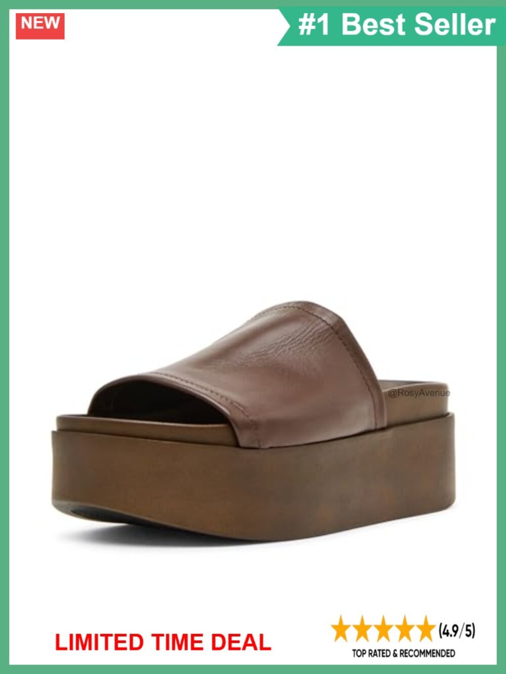 Steve Madden Arwen Leather Wedge Sandal Open Toe Slip On Platform